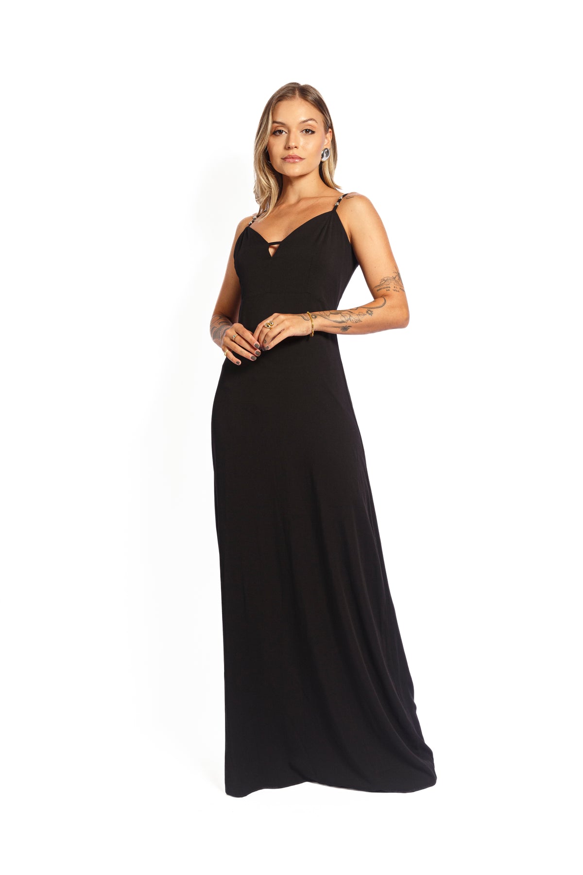 Vestido Twill Alça Longo